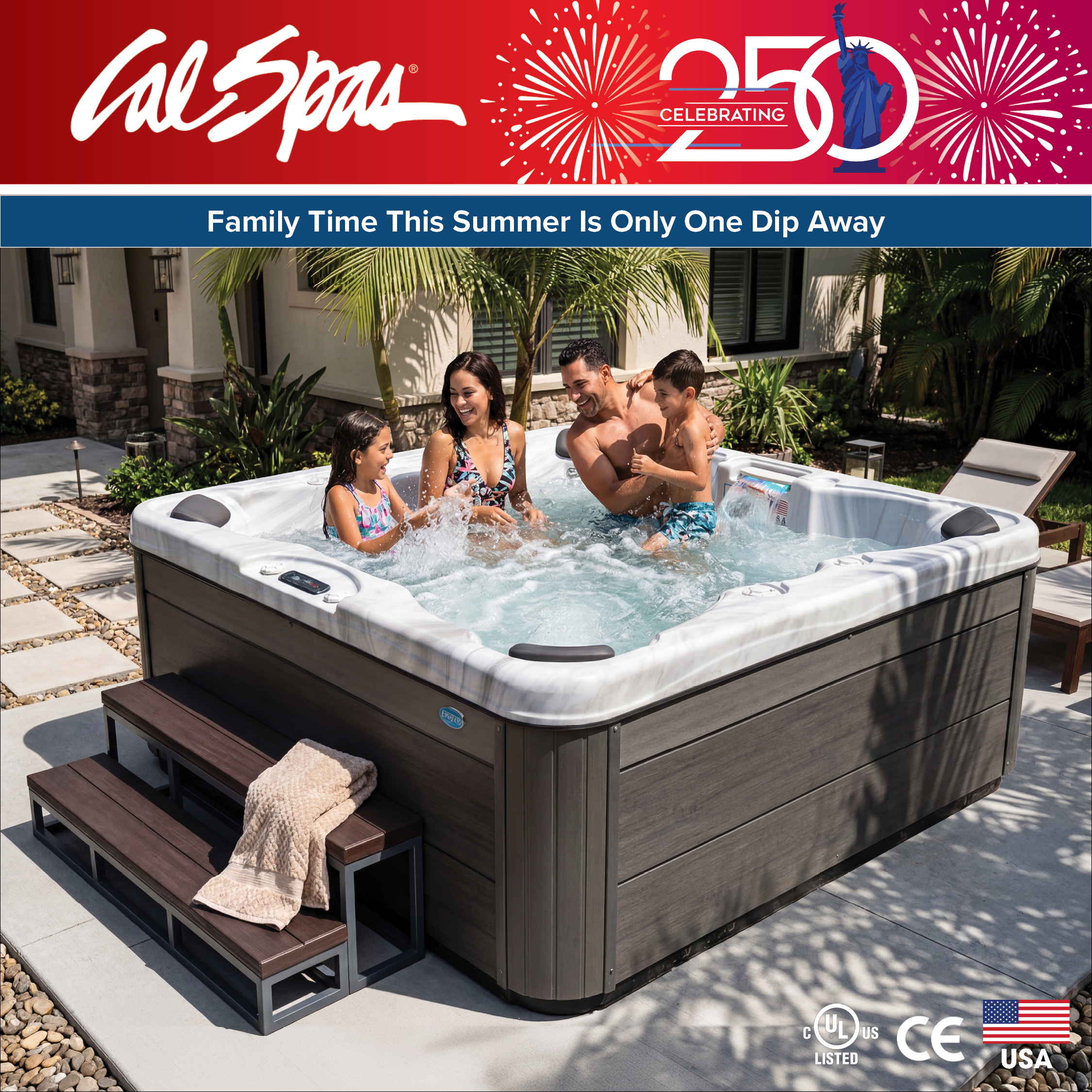 Calspas hot tub being used in a family setting - Whitefish